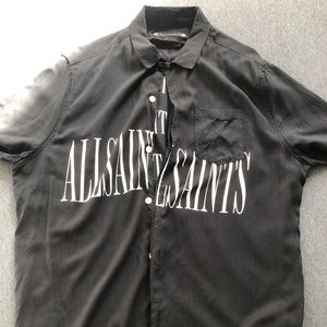 All Saints black viscose button down